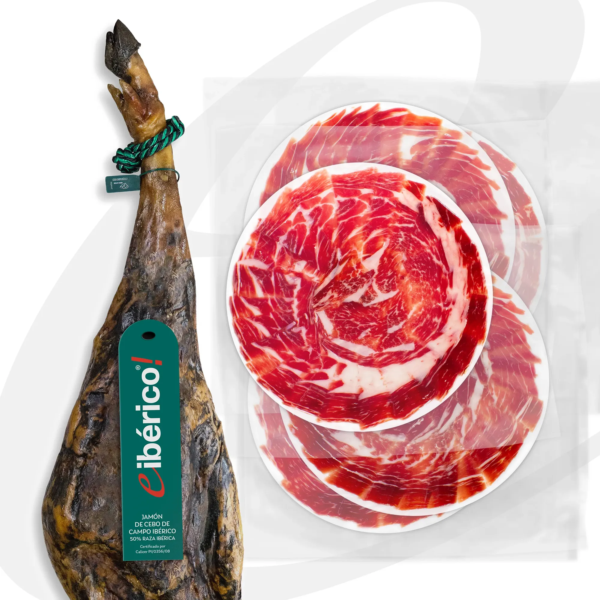 eIberico Jamon de Cebo de Campo Iberico 50 Raza Iberica Cortado a Cuchillo Entero