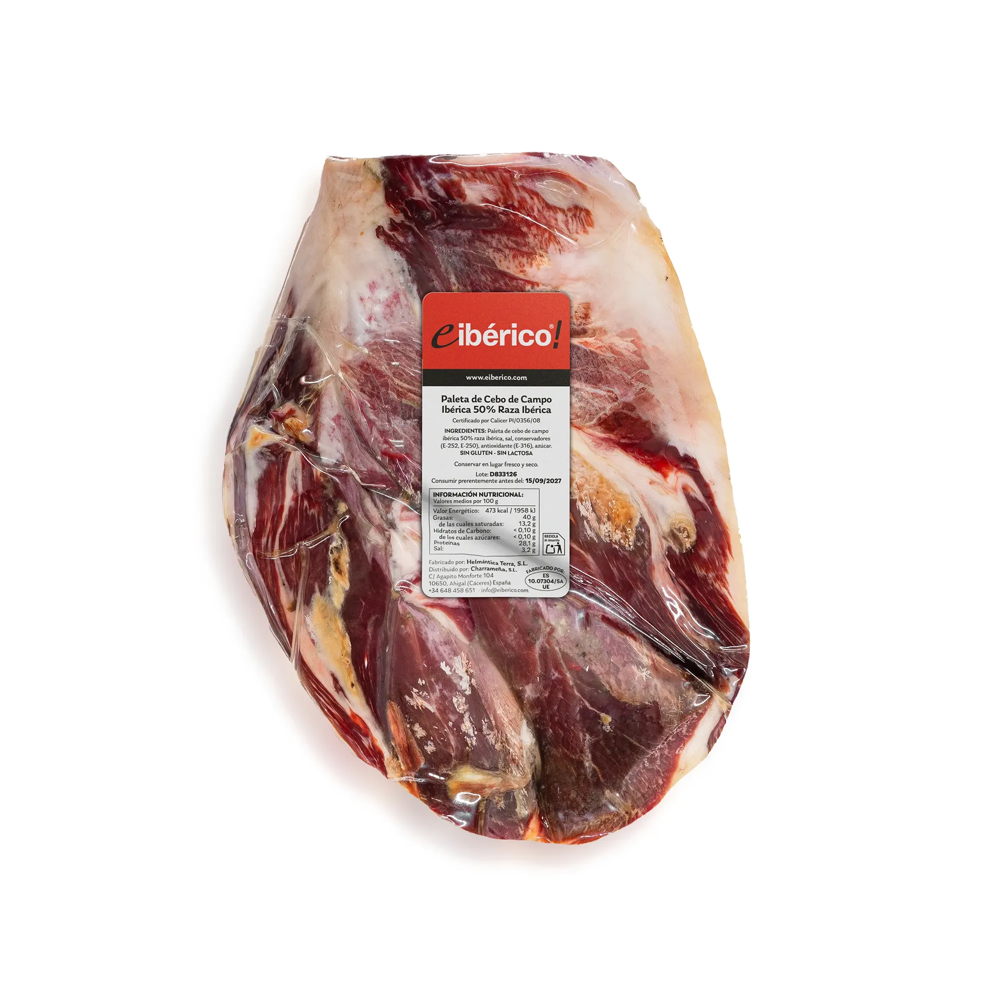 eIbérico Paleta de Cebo de Campo Ibérica 50% Raza Ibérica Deshuesada