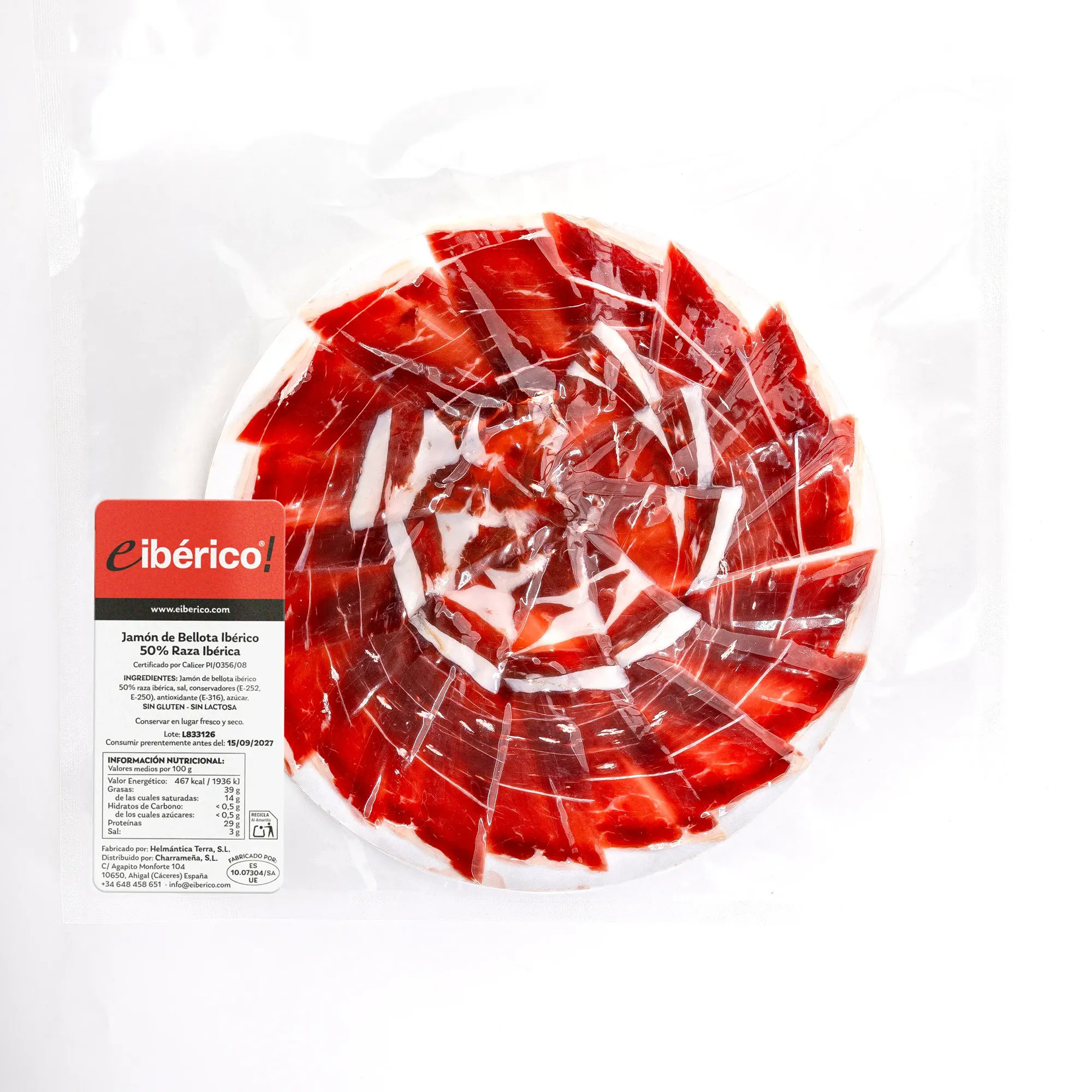 eibérico Jamón de Bellota Ibérico 50% Raza Ibérica Plato 80g